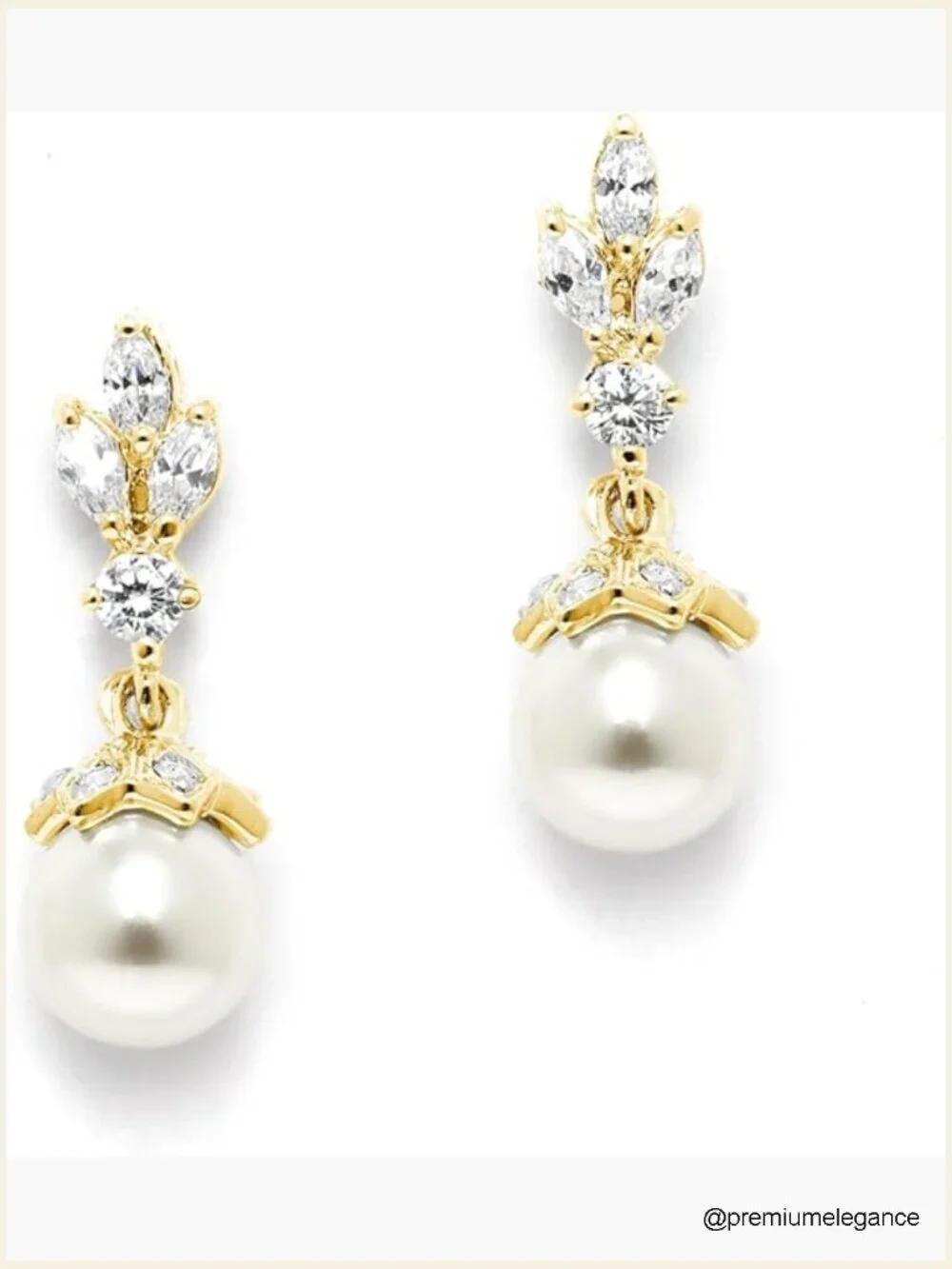 Pearl Drop Wedding Earrings with Cubic Zirconia Crystal